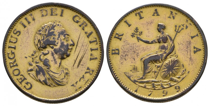 English Milled Coins - George III - 1799 - Gilt Proof Halfpenny
Dated 1799 AD. ...