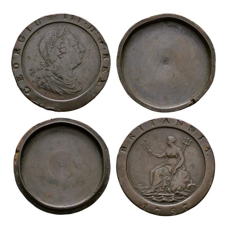 English Milled Coins - George III - 1797 - Cartwheel Twopence Patch Box
18th ce...