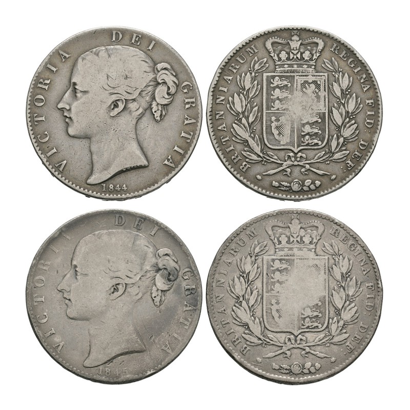 English Milled Coins - Victoria - 1844-1845 - Crowns [2]
Dated 1844 and 1845 AD...