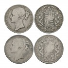 English Milled Coins - Victoria - 1844-1845 - Crowns [2]
Dated 1844 and 1845 AD. Obvs: profile bust with VICTORIA DEI GRATIA legend. Revs: crowned ar...