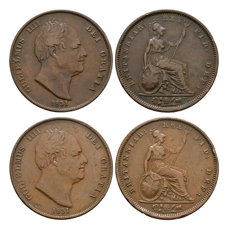 English Milled Coins - William IV - 1831 - Pennies [2]
Dated 1831 AD. Obvs: pro...