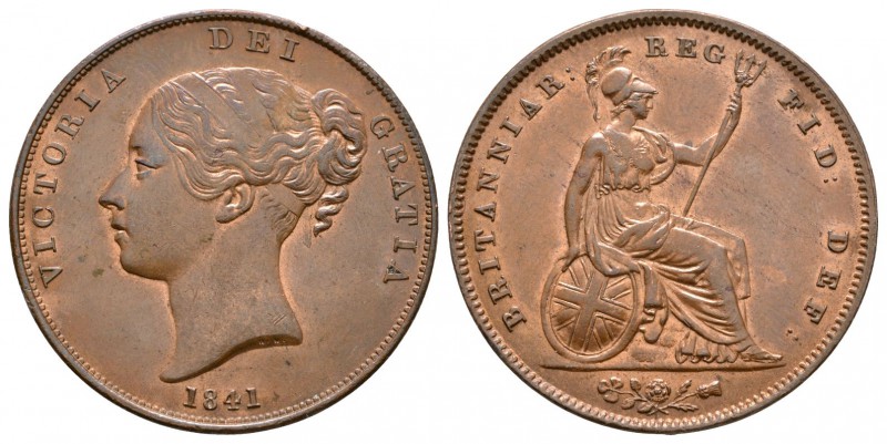 English Milled Coins - Victoria - 1841 OT - Penny
Dated 1841 AD. Young head. Ob...