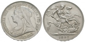 English Milled Coins - Victoria - 1897 LX - Crown (44)
Dated 1897 AD. Old head. Obv: profile bust with VICTORIA DEI GRA BRITT REGINA FID DEF legend. ...