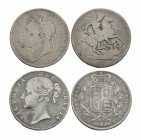 English Milled Coins - George IV and Victoria - 1821, 1845 - Crowns [2]
Dated 1821 and 1845 AD. George IV. Obv: profile bust with GEORGIUS IIII D G B...
