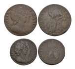 English Milled Coins - William and Mary - 1694 - Halfpenny and Farthing [2]
Dated 1694 AD. Obvs: co-joined profile busts with GVLIELMVS ET MARIA lege...