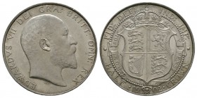 English Milled Coins - Edward VII - 1902 - Halfcrown
Dated 1902 AD. Obv: profile bust with EDWARDVS VII DEI GRA BRITT OMN REX legend. Rev: crowned ar...