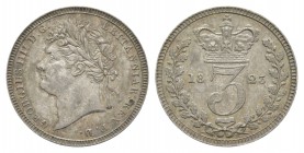 English Milled Coins - George IV - 1823 - Maundy Threepence
Dated 1823 AD. Laureate bust. Obv: profile bust with GEORGIUS IIII D G BRITANNIAR REX F D...