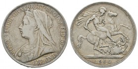 English Milled Coins - Victoria - 1900 LXIV - Crown
Dated 1900 AD. Old head. Obv: profile bust with VICTORIA DEI GRA BRITT REGINA FID DEF IND IMP leg...