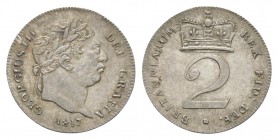 English Milled Coins - George III - 1817 - Maundy Twopence
Dated 1817 AD. New coinage. Obv: profile bust with date below and GEORGIUS III DEI GRATIA ...