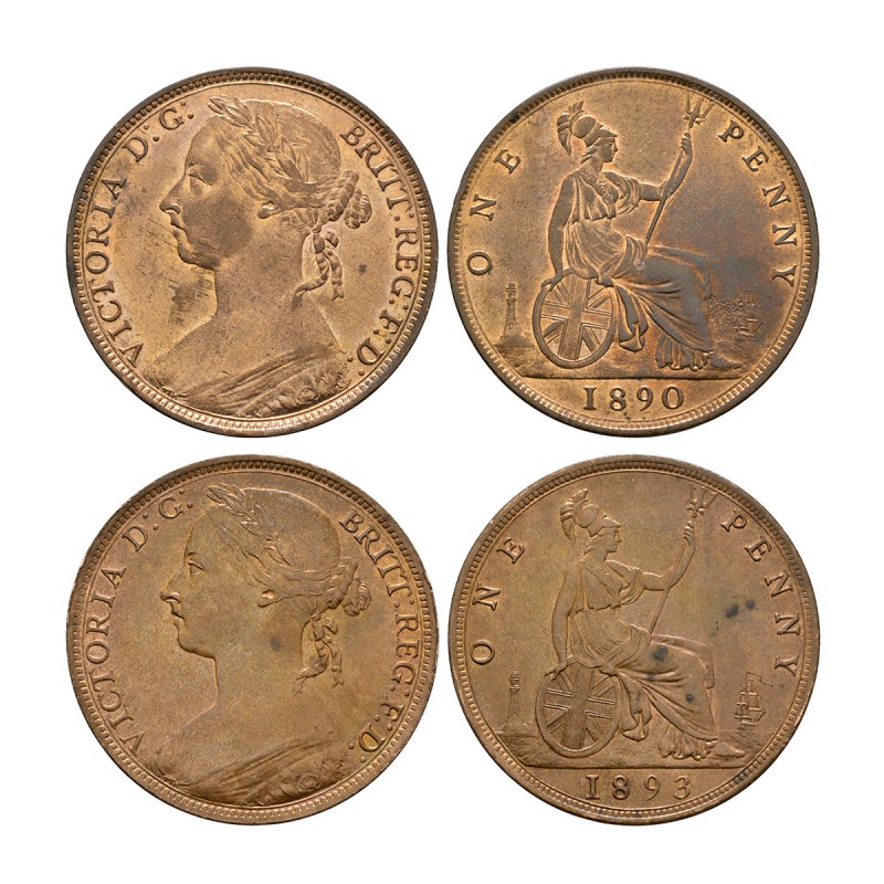 English Milled Coins - Victoria - 1890, 1893 - Pennies [2]
Dated 1890 and 1893 ...