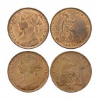 English Milled Coins - Victoria - 1890, 1893 - Pennies [2]
Dated 1890 and 1893 AD. Bun head. Obvs: profile bust with VICTORIA D G BRITT REG F D legen...