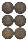 World Coins - Ireland - James II - 1686 - Halfpennies [3]
Dated 1686 AD. Obvs: profile bust with IACOBVS II DEI GRATIA legend. Revs: crowned harp div...