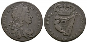 World Coins - Ireland - Charles II - 1682 - Halfpenny
Dated 1682 AD. Obv: profile bust with CAROLVS II DEI GRATIA legend. Rev: crowned harp dividing ...