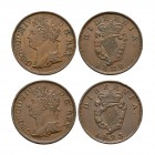 World Coins - Ireland - George IV - 1822-1823 - Halfpennies [2]
Dated 1822 and 1823 AD. Obvs: profile bust with GEORGIUS IV D G REX legend. Revs: cro...