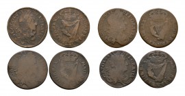 World Coins - Ireland - Charles II - 1680 - Halfpennies [4]
Dated 1680 AD. Obvs: profile bust with CAROLVS II DEI GRATIA legend. Revs: crowned harp d...