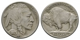 World Coins - USA - 1917 S - Buffalo Nickel (5 Cents)
Dated 1917 AD. San Francisco mint. Obv: Indian head with date on shoulder and LIBERTY legend. R...