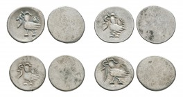 World Coins - Cambodia - Hamsa 2 Pe [4]
1847-1860 AD. Obvs: Hamsa bird left. Revs: blank. KM# 7.3. 6.03 grams total. . [4]
Very fine.
Estimate: 60 ...