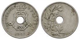 World Coins - Belgium - 1906 - No Denomination Error 5 Cents
Dated 1906 AD. Obv: crown and monogram with date below and KONINKRIJK BELGIE legend. Rev...
