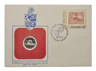 World Coins - Canada - 1982 - Stamp and 5 Cent First Day Cover
Dated 1982 AD. Commemorative postal cover bearing 30c International Philatelic Exhibit...
