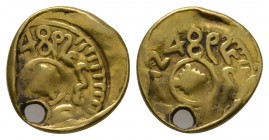World Coins - Islamic - Gold Fractional Dinar
. Obv: inscription around central motif. Rev: as obverse. 1.54 grams. . 
Fair; pierced.
Estimate: 60 ...