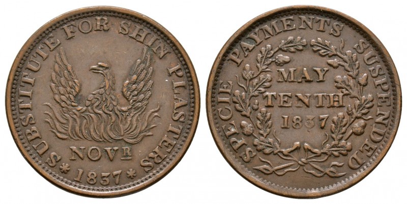 World Coins - USA - May 10th - 1837 - Hard Times Token Cent
Dated 1837 AD. Obv:...