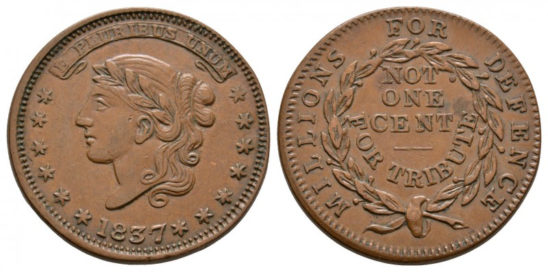 World Coins - USA - Liberty Not One Cent - 1837 - Hard Times Token Cent
Dated 1...
