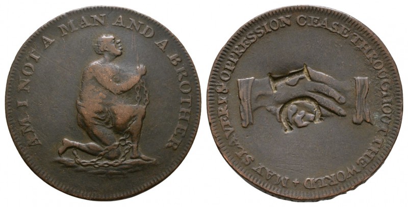 British Tokens - 18th Century - Middlesex - Countermarked Anti Slavery Token Hal...