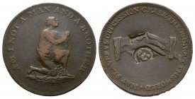 British Tokens - 18th Century - Middlesex - Countermarked Anti Slavery Token Halfpenny
18th century AD. Obv: chained kneeling slave with AM I NOT A M...