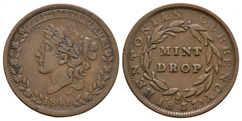 World Coins - USA - Mint Drop - 1841 - Hard Times Token Cent
Dated 1841 AD. Obv...