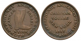 World Coins - USA - New York / Henry Anderson - 1837 - Chatham Square Hard Times Token Cent
Dated 1837 AD. Obv: boot dividing CHATHAM - SQUARE with N...