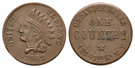World Coins - USA - Civil War - New York - Broas Pie Maker Token Cent
Dated 1868 AD. Obv: profile bust with H above date below and UNITED WE STAND le...