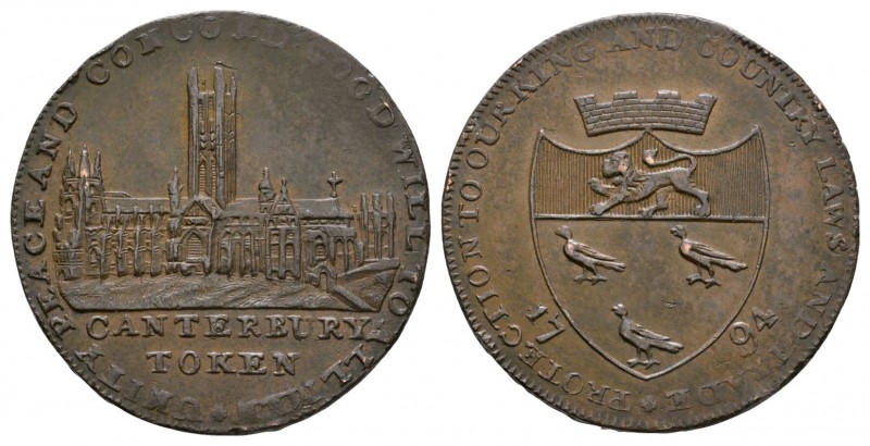 British Tokens - 18th Century - Canterbury - 1794 - Edge Error Token Halfpenny
...
