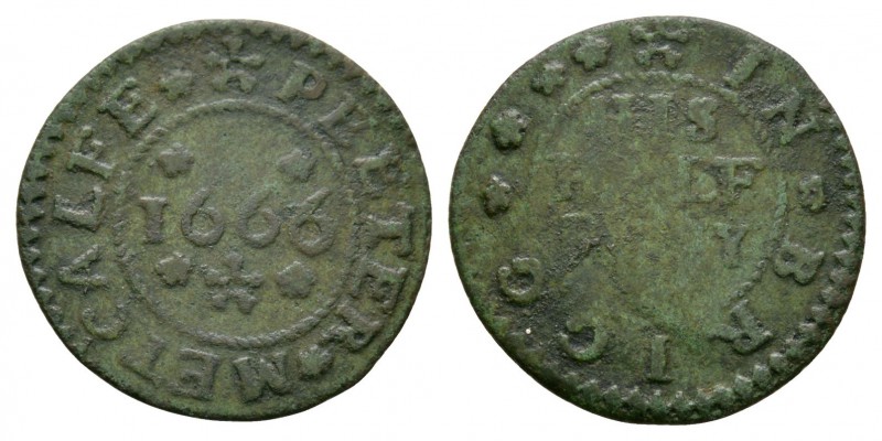 British Tokens - 17th Century - Lincolnshire / Metcalfe - 1666 - Token Halfpenny...