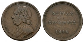 British Commemorative Medals - Oliver Cromwell - Death Medalet
Struck 1773 AD. Obv: profile bust with KIRK lower left and FEC lower right. Rev: inscr...
