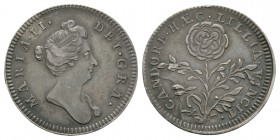 British Commemorative Medals - Mary II - Silver Tribute Medalet
1689-1694 AD. Obv: profile bust with MARIA II DEI GRA legend. Rev: rose branch with C...