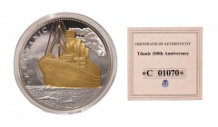 British Commemorative Medals - RMS Titanic - 1912/2012 - Large Medallion
Issued 2012 Ad. Obv: gilded view of ship with RMS TITANIC legend. Rev: map o...