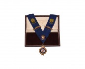 British Award Medals - RAOB - Boxed Primo Collar with Badges
20th century AD. An embroidered blue silk neck collar with hook-and-eye fastening of the...