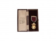 British Award Medals - RAOB Andover & District - Boxed Subscriber Badge
20th century AD. A gilt and enamelled Royal Antediluvian Order of Buffaloes s...