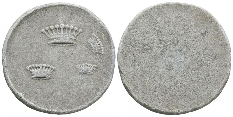 World Coins - Scandinavian Lead Trade Weight
18th century AD. Obv: four crowns,...