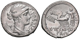 ROMANE REPUBBLICANE - PLAUTIA - P. Plautius Hypsaeus (60 a.C.) - Denario B. 12; Cr. 420/2 (AG g. 3,67) Con Cartellino Fornoni

Status: BB+/qSPL

N...