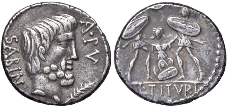 ROMANE REPUBBLICANE - TITURIA - L. Titurius L. f. Sabinus (89 a.C.) - Denario B....