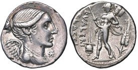 ROMANE REPUBBLICANE - VALERIA - C. Valerius C. f. Flaccus (140 a.C.) - Denario B. 11; Cr. 306/1 (AG g. 3,8)

Status: qSPL/BB+

Notes: