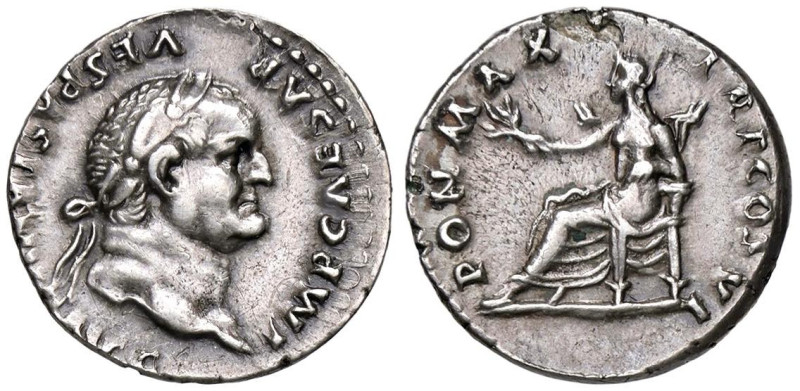 ROMANE IMPERIALI - Vespasiano (69-79) - Denario C. 366; RIC 772 (AG g. 3,34)

...
