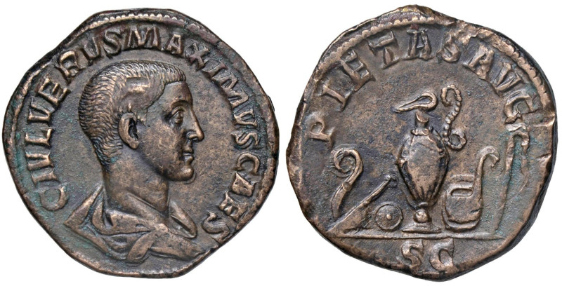 ROMANE IMPERIALI - Massimo Cesare (235-238) - Sesterzio C. 9 (10 Fr.) (AE g. 23,...