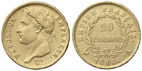 ESTERE - FRANCIA - Napoleone I, Imperatore (1804-1814) - 20 Franchi 1810 A - Testa laureata Kr. 695.1; Gad. 1025 (AU g. 6,41)

Status: BB-SPL

Not...