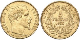 ESTERE - FRANCIA - Napoleone III (1852-1870) - 5 Franchi 1855 A - Testa nuda Kr. 783 R (AU g. 1,58)Ridotto

Status: bel BB

Notes: Ridotto -