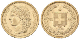 ESTERE - SVIZZERA - Confederazione - 20 Franchi 1886 Kr. 31.3 (AU g. 6,46)

Status: SPL+

Notes: