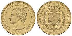 SAVOIA - Carlo Felice (1821-1831) - 80 Lire 1825 G Pag. 25; Mont. 6 (AU g. 25,73) Qualche restauro al bordo

Status: BB+

Notes: Qualche restauro ...