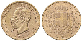 SAVOIA - Vittorio Emanuele II Re d'Italia (1861-1878) - 20 Lire 1870 T Pag. 465; Mont. 140 RR (AU g. 6,42)

Status: BB

Notes: