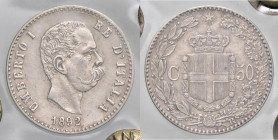 SAVOIA - Umberto I (1878-1900) - 50 Centesimi 1892 Pag. 609; Mont. 56 RR AG Sigillata Massimo Filisina

Status: SPL+

Notes: Sigillata Massimo Fil...